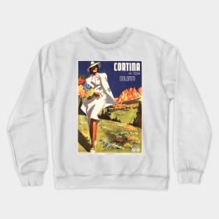 CORTINA DOLOMITI ITALY Mountains Vintage Travel Tourism Poster Advertisement Crewneck Sweatshirt